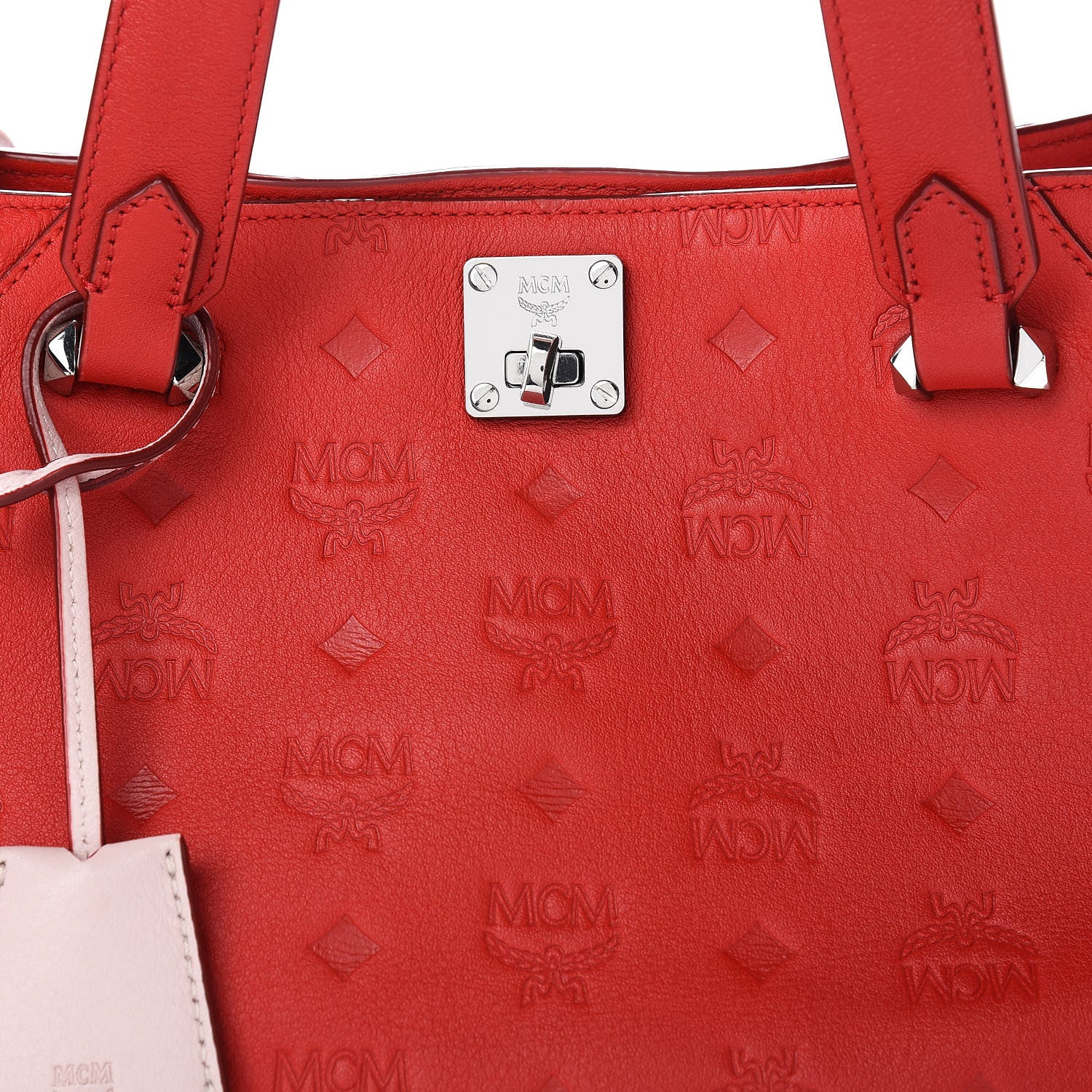 MCM Calfskin Ottomar Monogram Large Essential Tote Viva Red 10 of 16