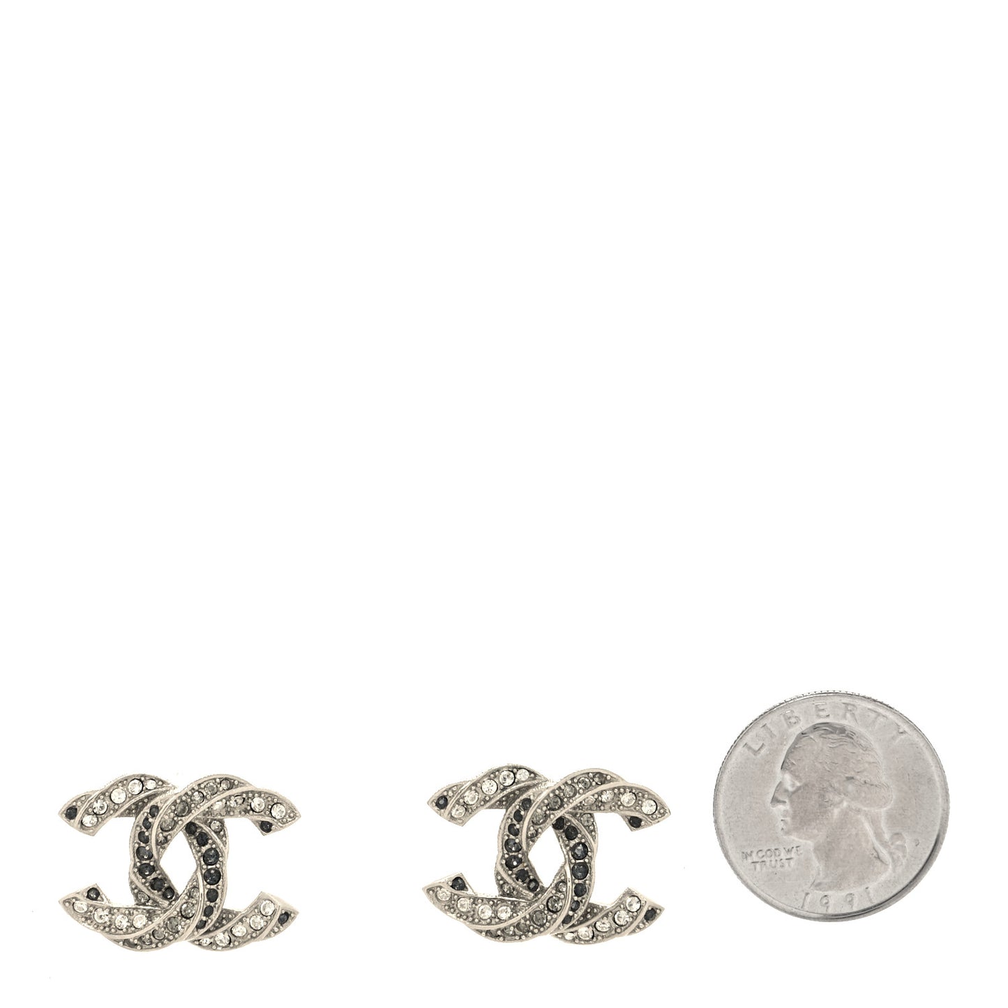 Crystal CC Twisted Earrings Silver