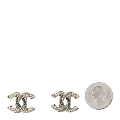 Chanel Crystal CC Twisted Earrings Silver 2 of 4