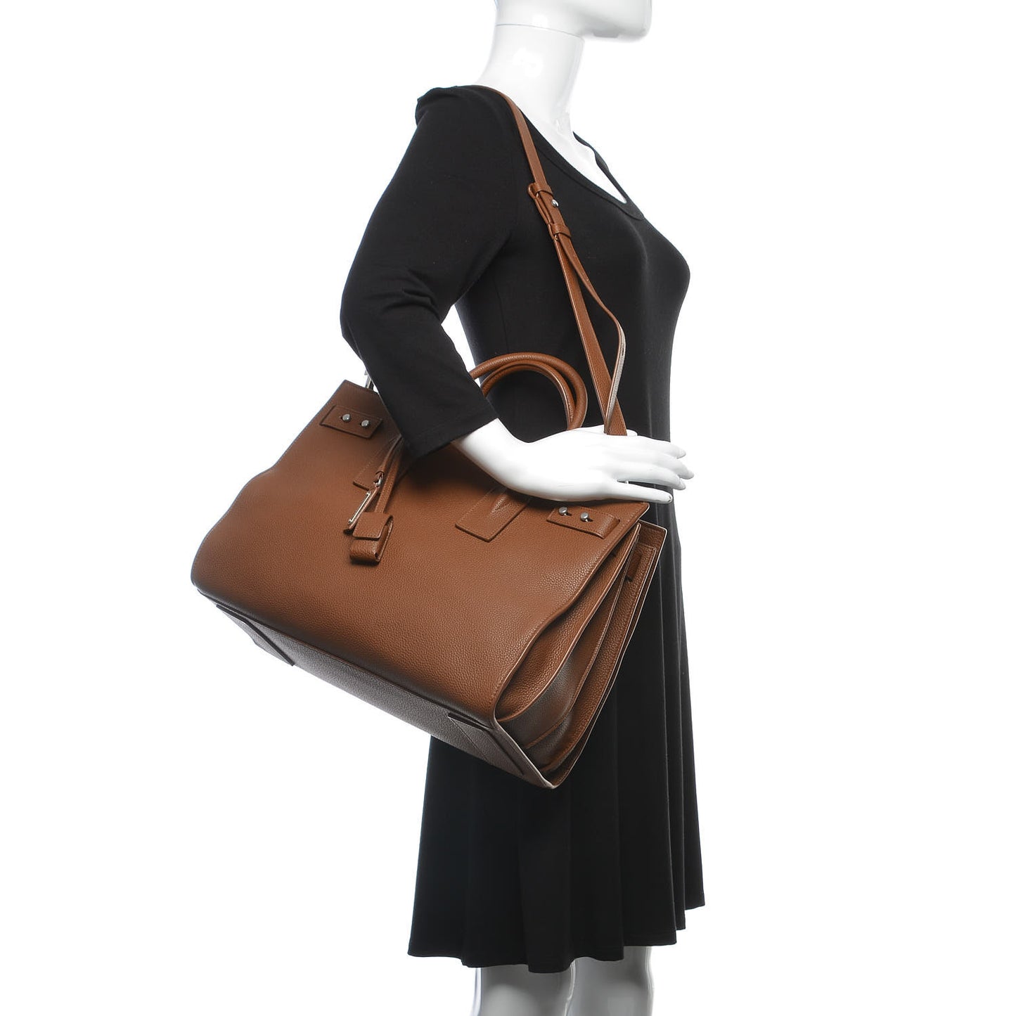 Grained Calfskin Medium Souple Sac De Jour Camel Brilliant
