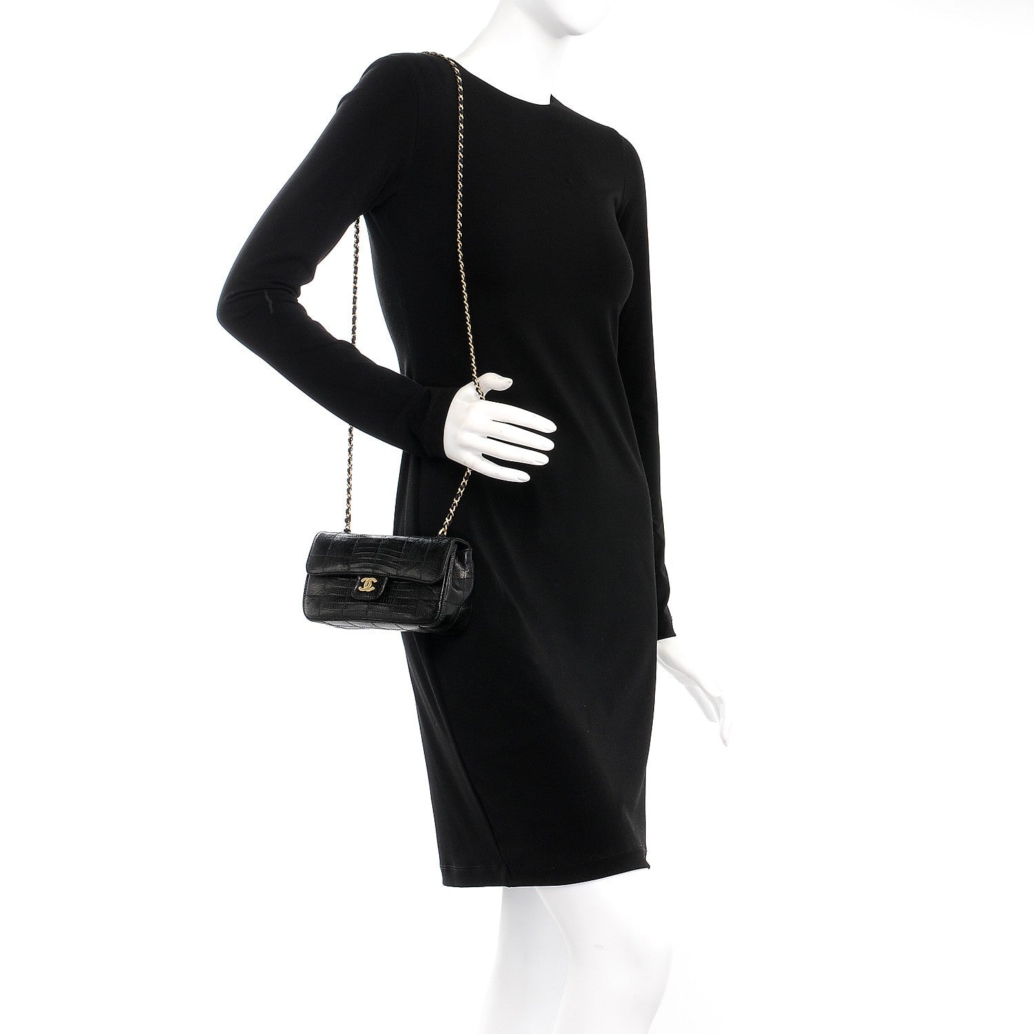 Chanel Lizard Square Quilted Extra Mini Flap Black 2 of 8