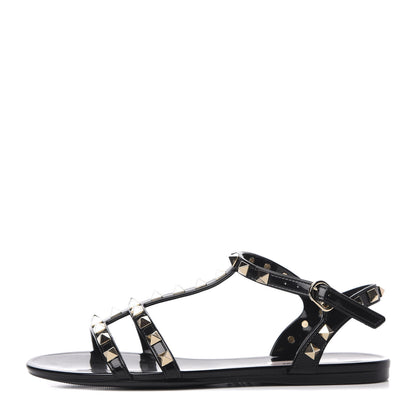 Valentino Garavani PVC Jelly Rockstud Caged Sandals 35 Black 1 of 7
