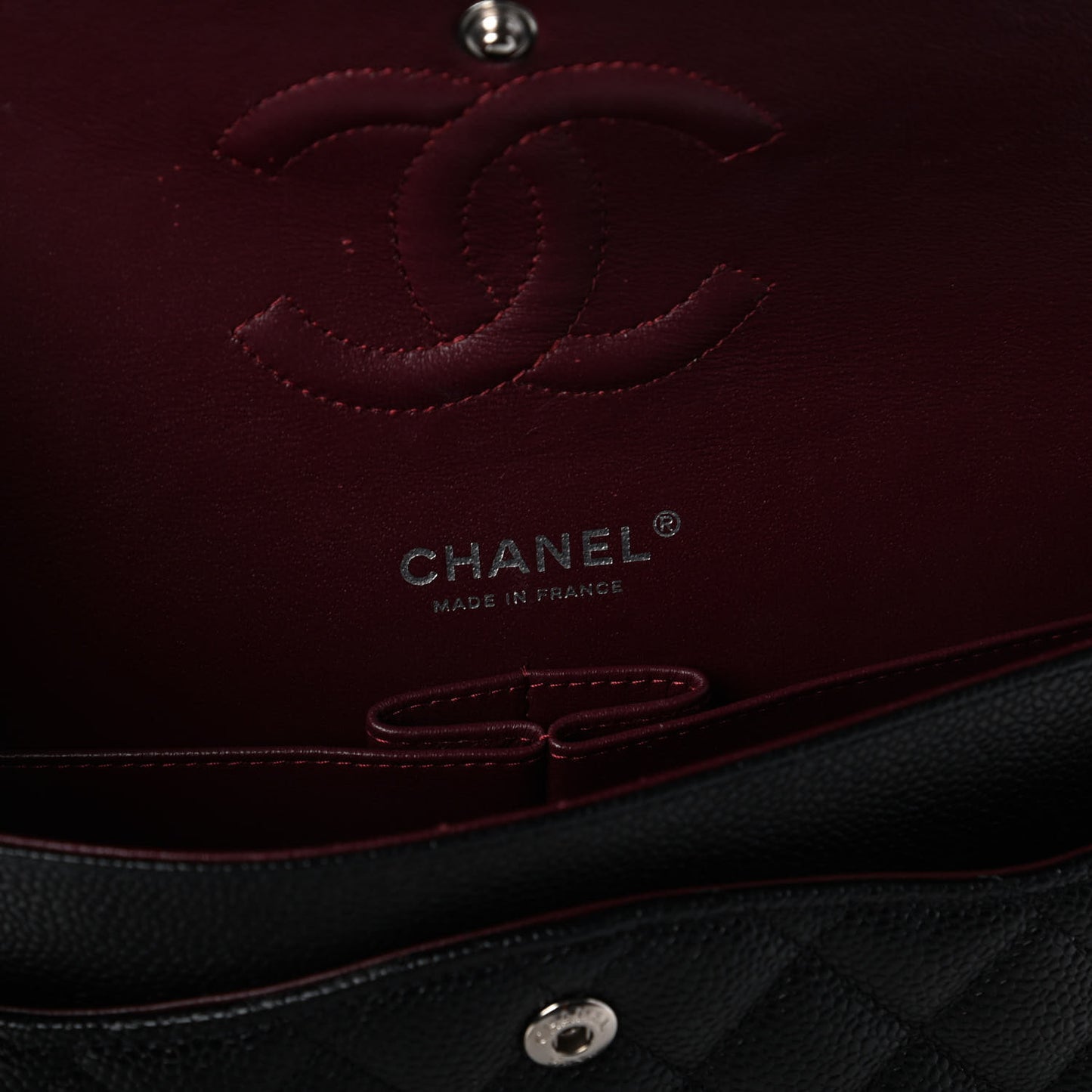 Caviar Quilted Medium Double Flap Black