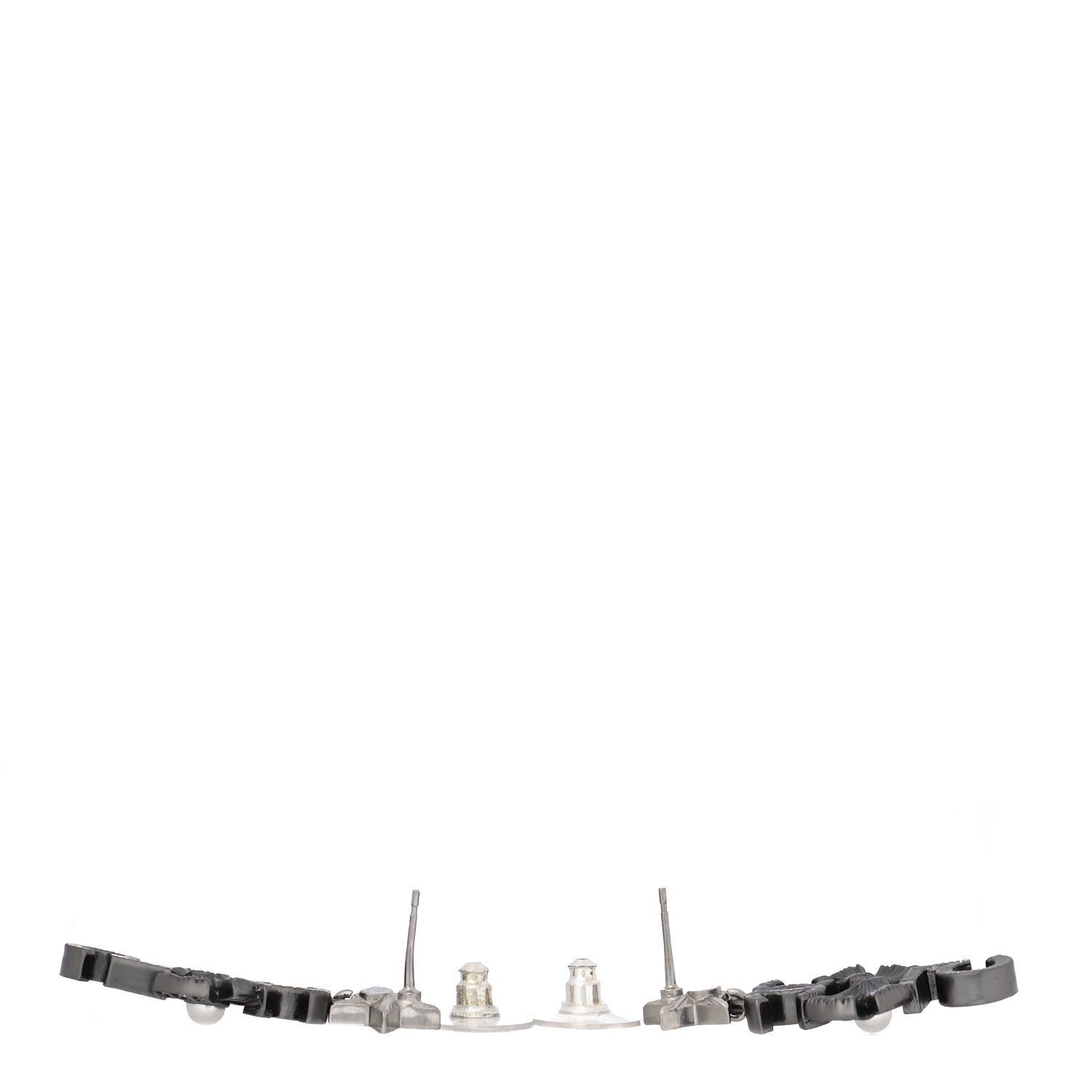 Chanel Ruthenium Crystal Pearl CC Drop Earrings 4 of 5