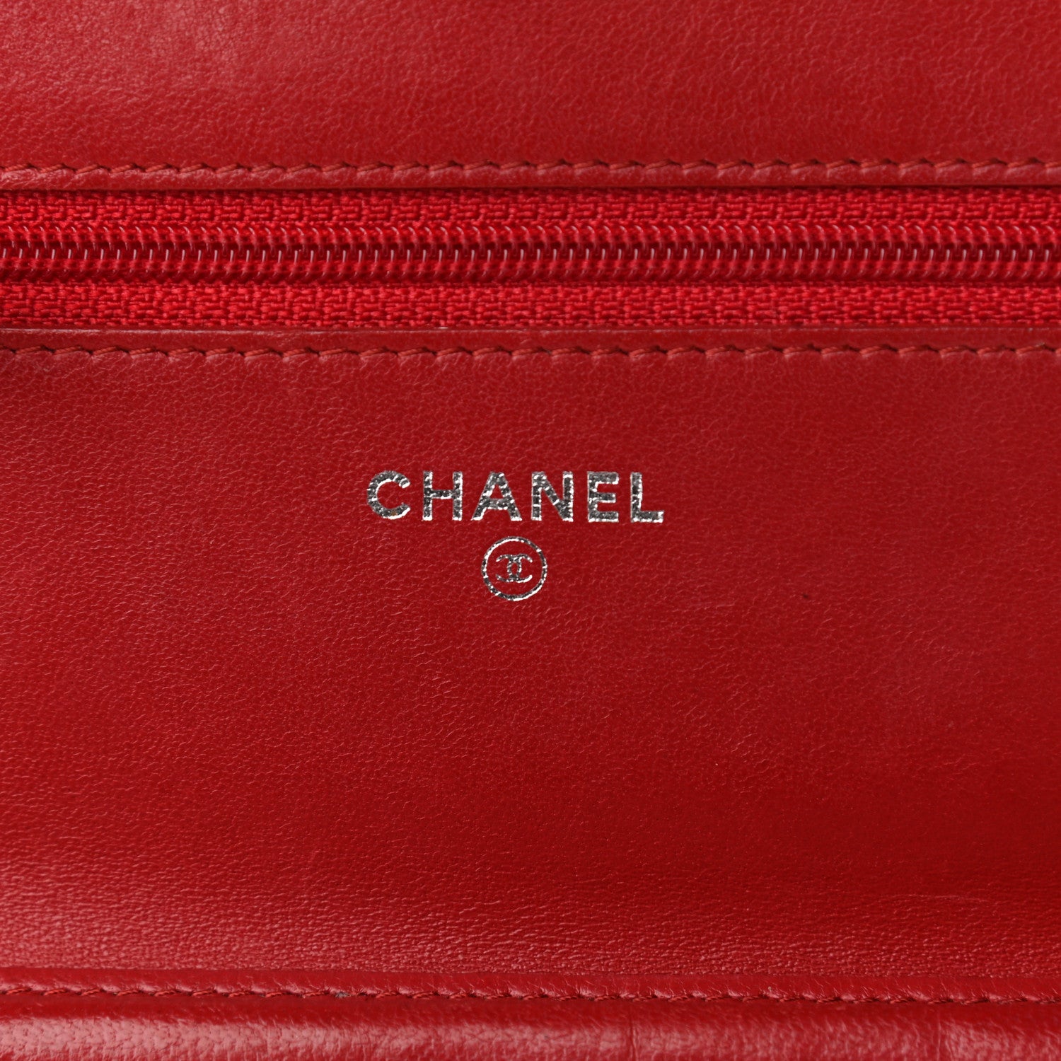 Chanel Lambskin Camellia Embossed Wallet On Chain WOC Red 6 of 13