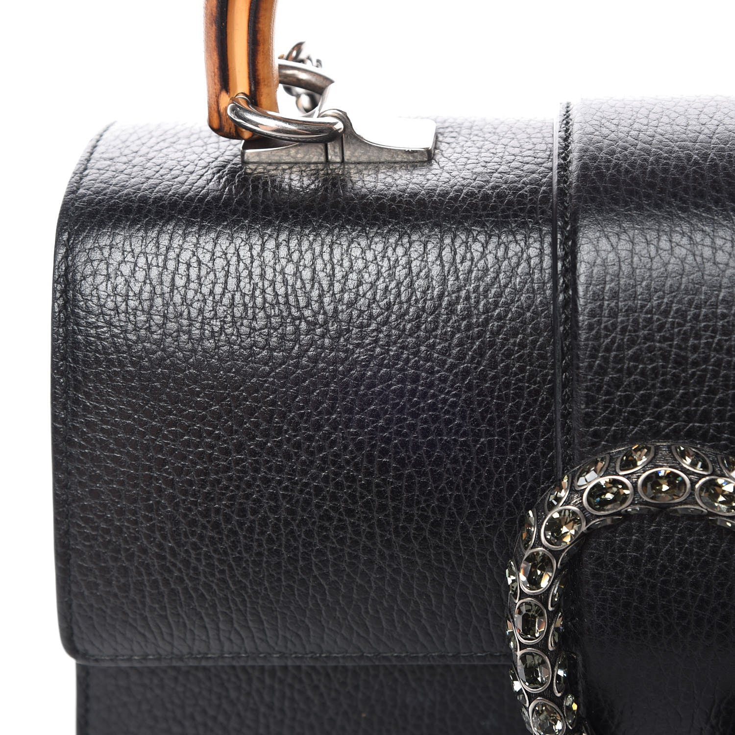 Gucci Dollar Calfskin Crystal Web Medium Dionysus Bamboo Top Handle Bag Black Black Diamond 11 of 11
