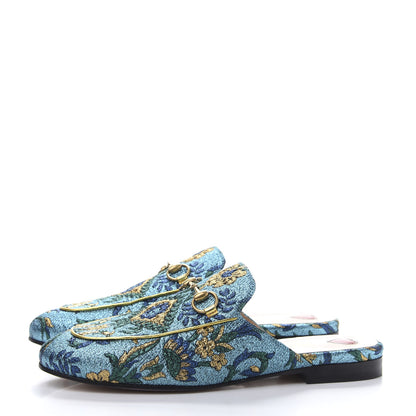 Gucci Iridescent Brocade Womens Princetown Slippers 36.5 Azure Multicolor Oro 3 of 10