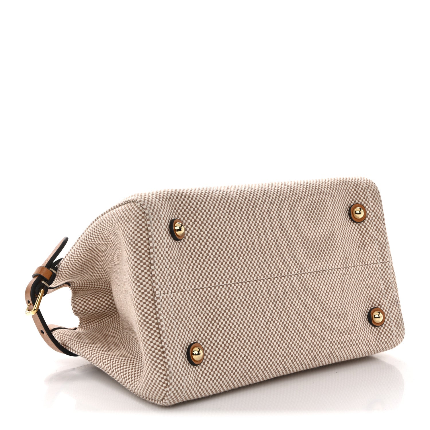 Valentino Garavani Cotton Canvas Calfskin Vlogo Small Antibes Tote Naturale Tobacco 4 of 12