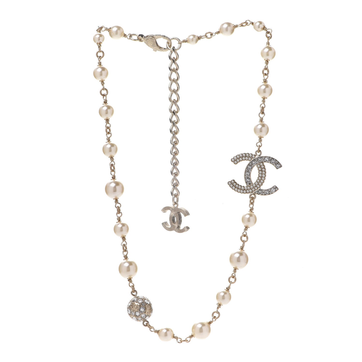 Chanel Pearl CC Short Necklace Gold 3 of 7