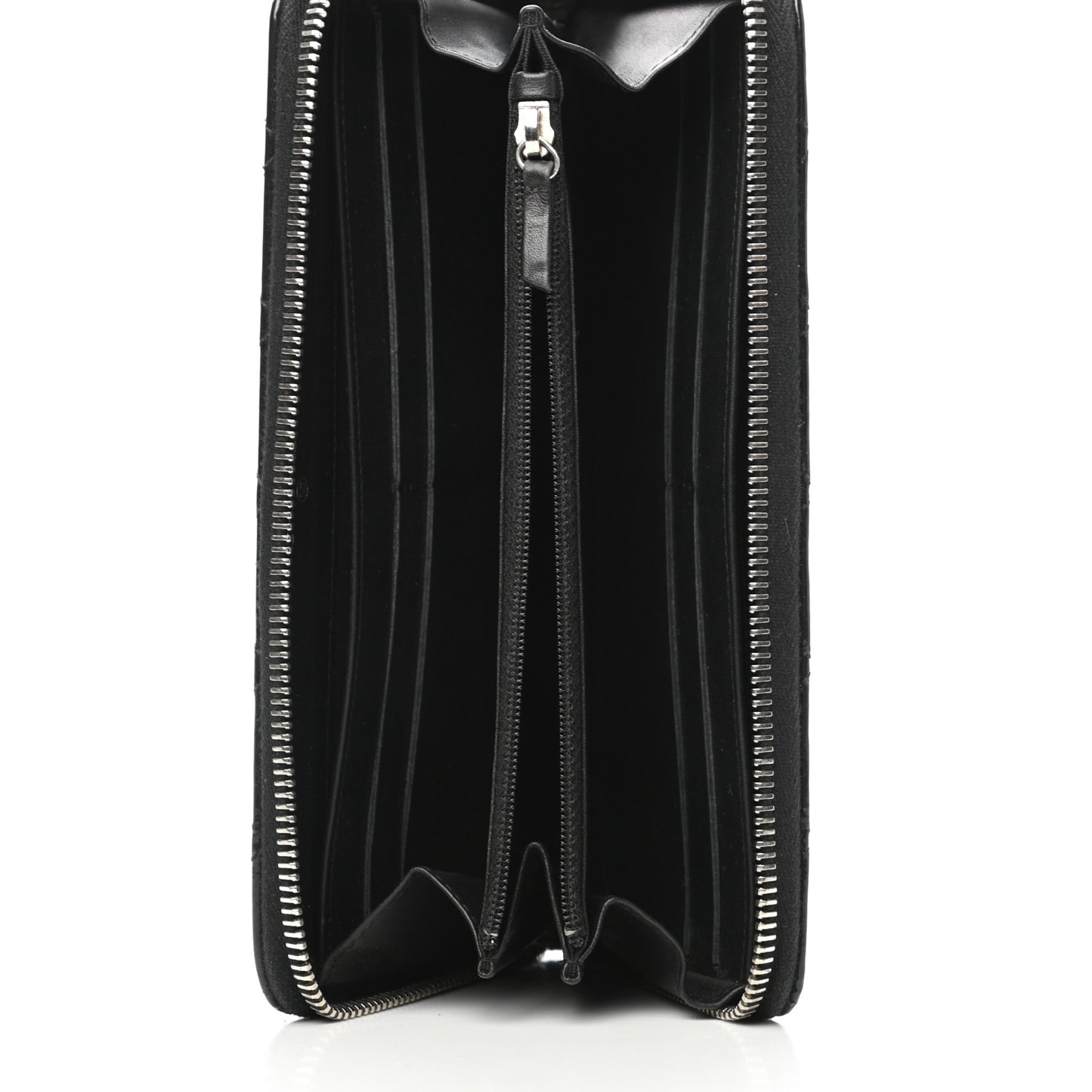 Patent Quilted Brilliant Zip Around Wallet Black