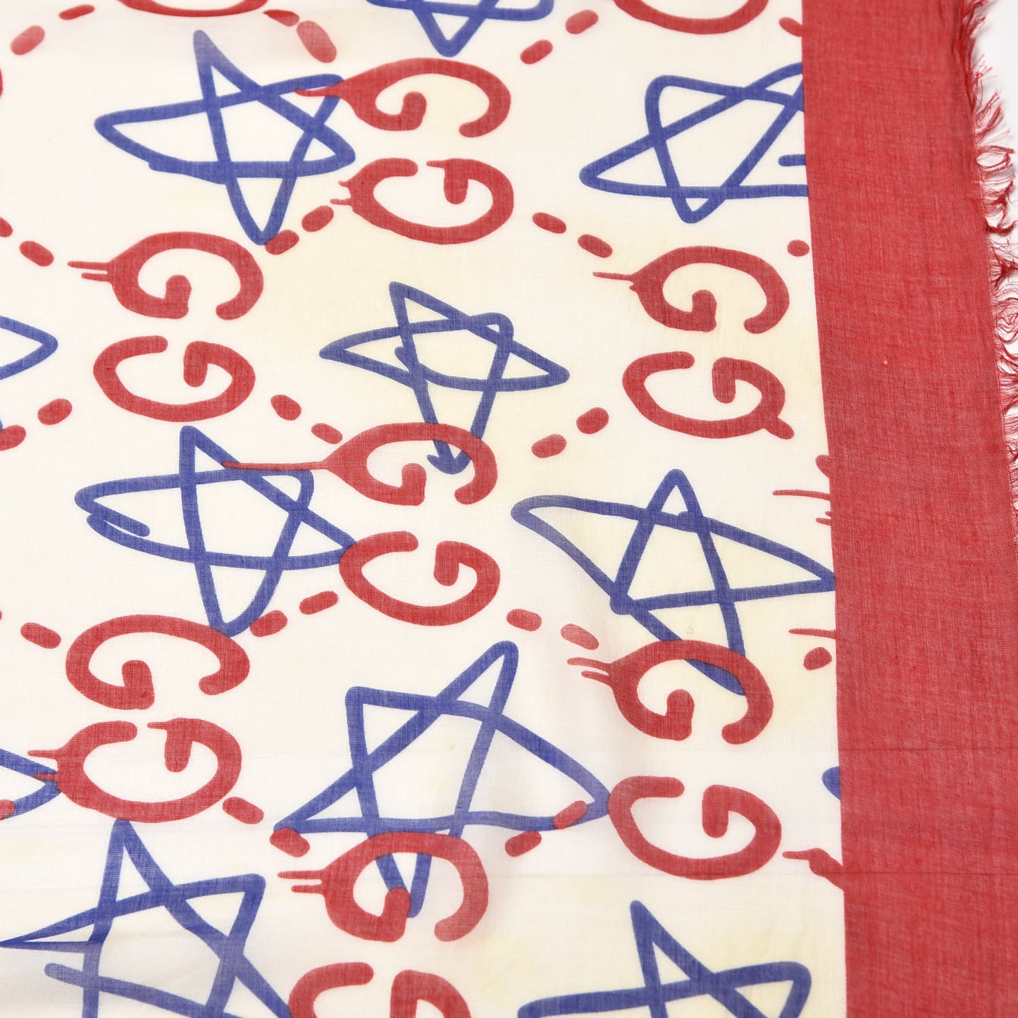 Modal Silk GucciGhost Print Square Scarf White
