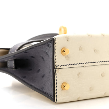 Hermes Ostrich Horseshoe Kelly Sellier Mini 20 Nata Gris Agate 9 of 11