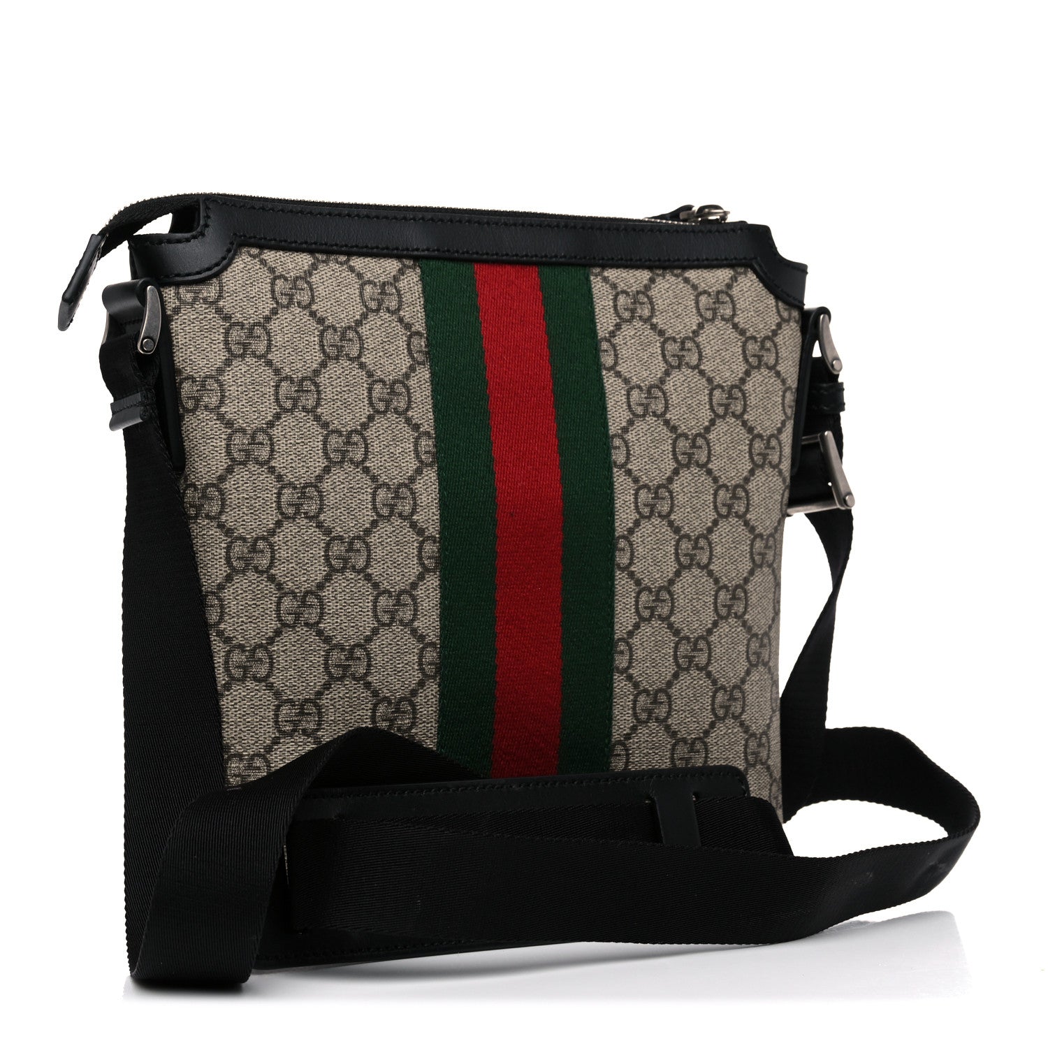 Gucci GG Supreme Monogram Web Messenger Bag Black 3 of 10