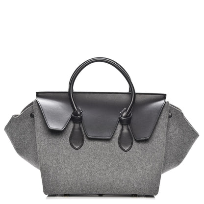 Celine Felt Calfskin Medium Tie Knot Tote Grey Black 1 of 9