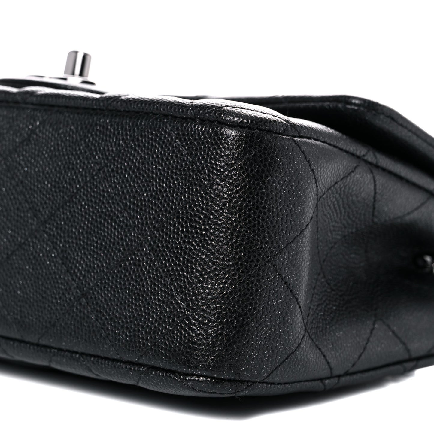 Iridescent Caviar Quilted Mini Rectangular Flap Black