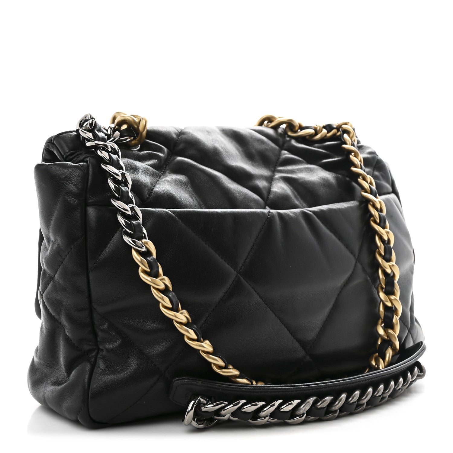 Chanel Shiny Goatskin Quilted Large Chanel 19 Flap Black 3 of 11