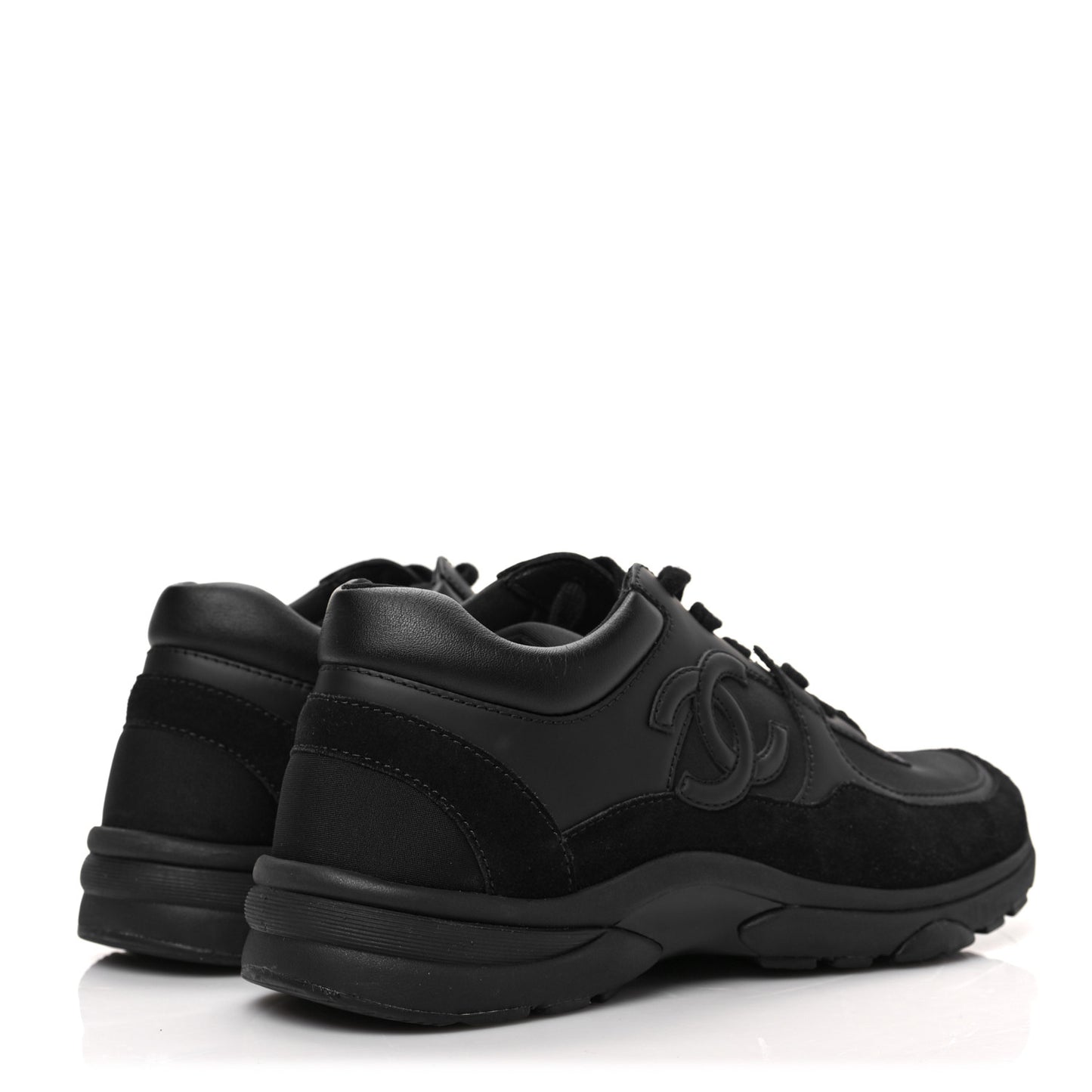 Fabric Calfskin Suede CC Sneakers 36.5 Black