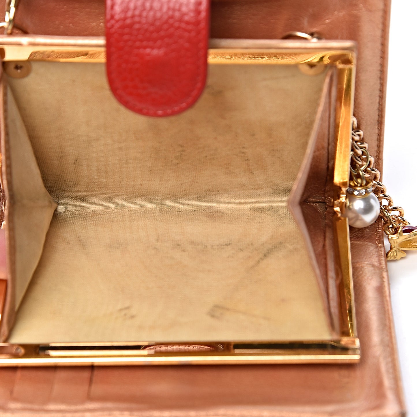 Caviar Timeless CC Compact French Wallet On Chain Red