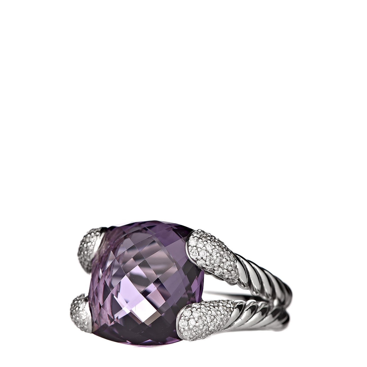 Sterling Silver Diamond Amethyst Willow Ring 54 6.75