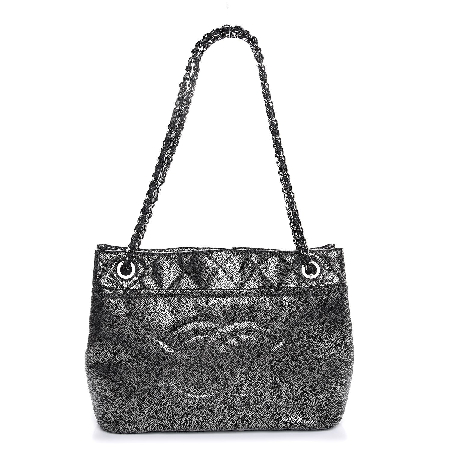 Chanel Metallic Caviar Quilted CC Timeless Tote Dark Silver 1 of 7