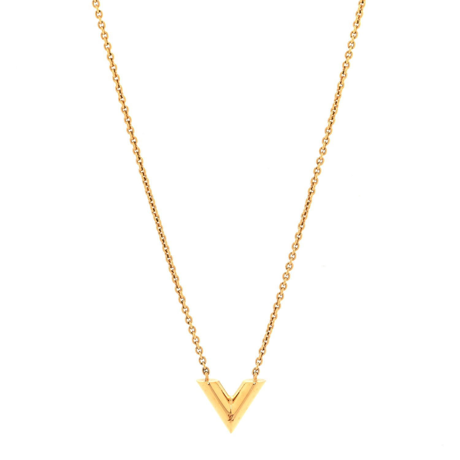 Louis Vuitton Brass Essential V Necklace Gold 1 of 6