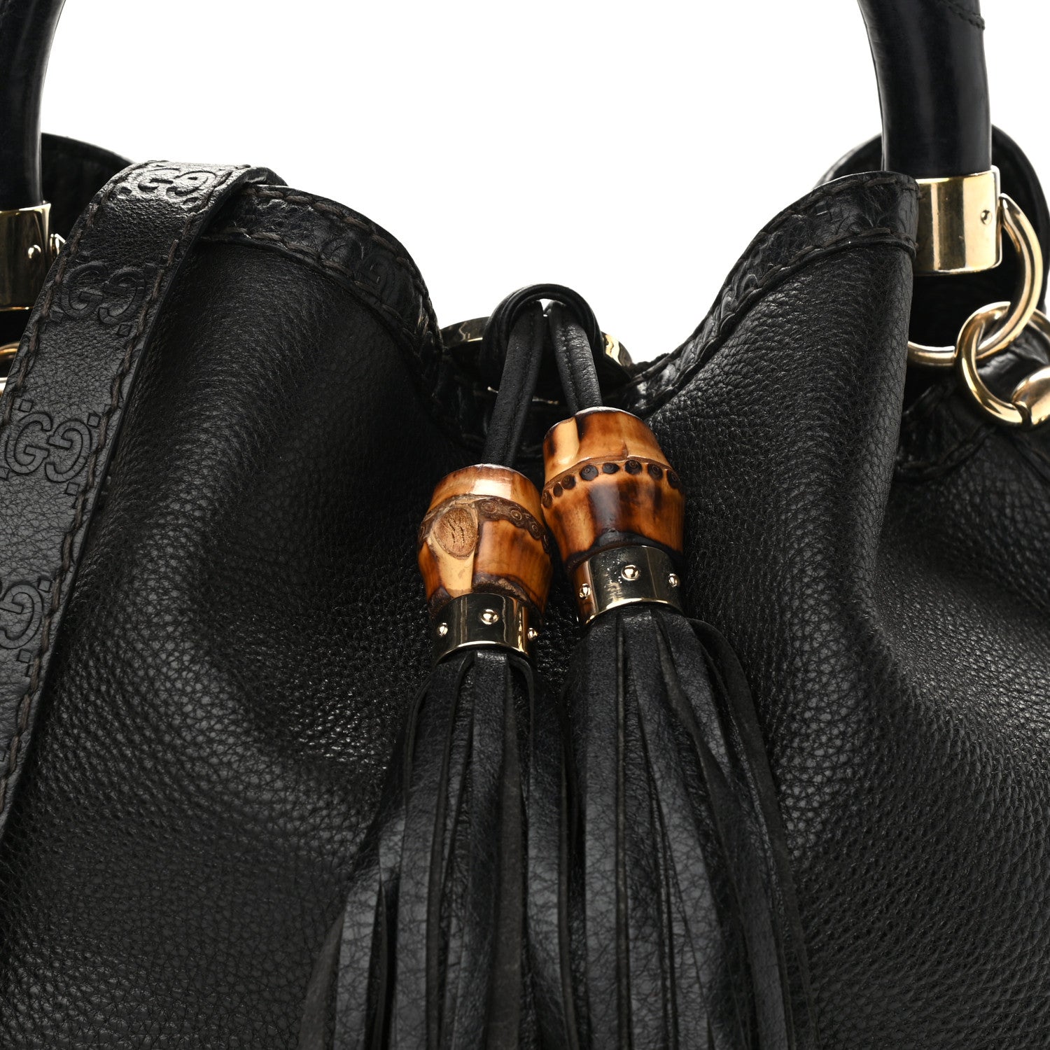 Gucci Calfskin Medium Indy Top Handle Hobo Black 7 of 13