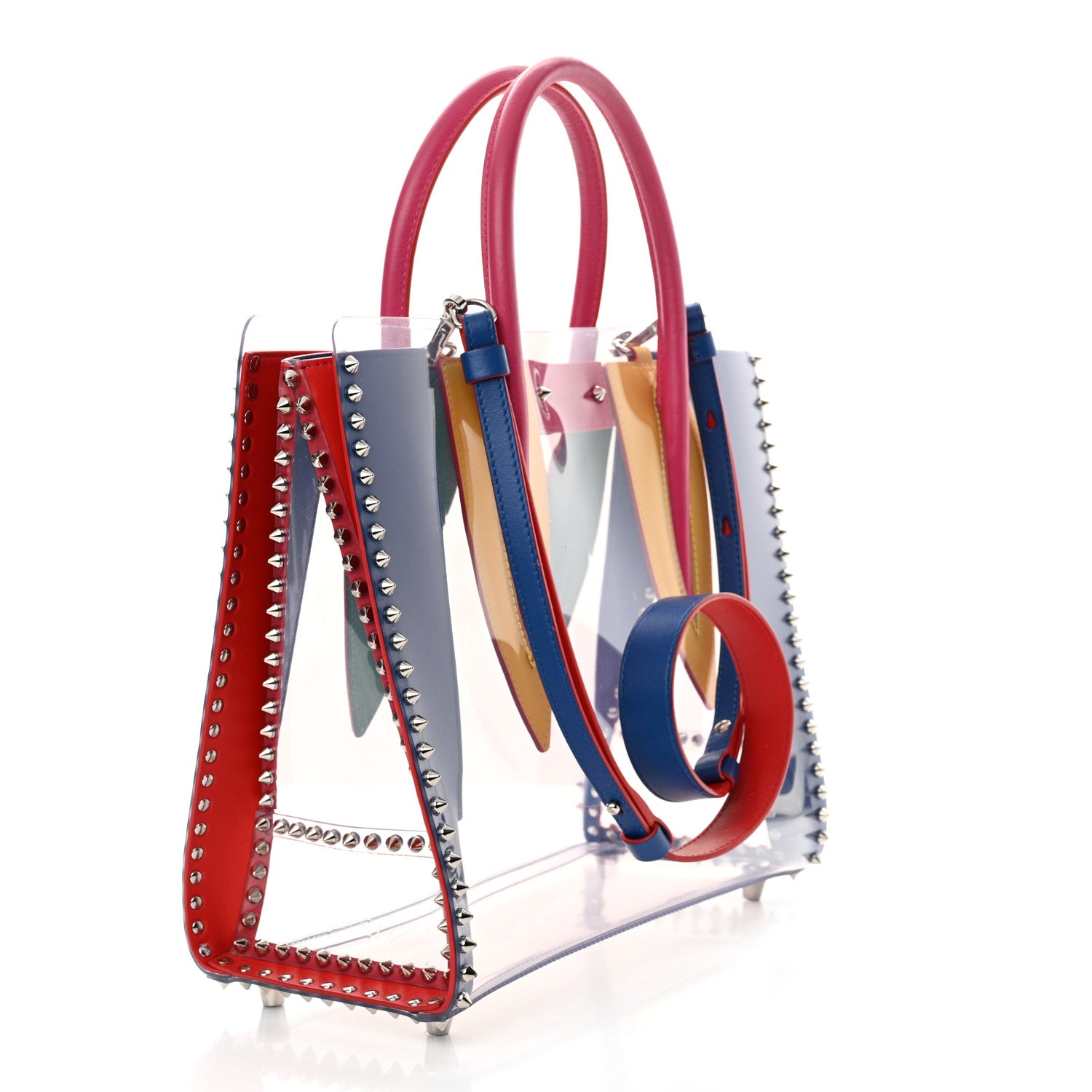 Christian Louboutin PVC Calfskin Spiked Medium Paloma Multicolor 3 of 13