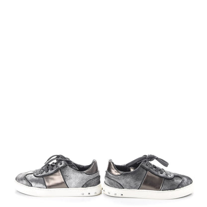 Valentino Garavani Metallic Calf Hair Rockstud Sneakers 36 Silver 6 of 12