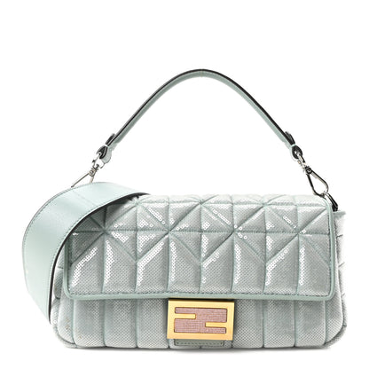 Fendi Sequin Paillettes Nappa Baguette Light Blue 1 of 11