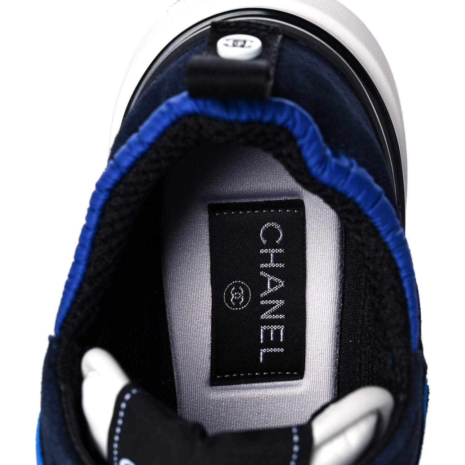 Chanel Suede Calfskin CC Sneakers 39.5 Blue Navy Dark Navy 7 of 9