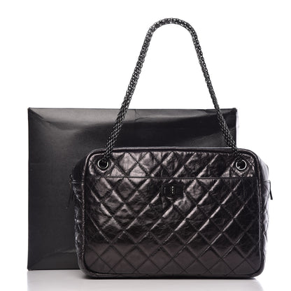 Chanel Metallic Aged Calfskin Quilted Large Reissue Camera Case Silver 11 of 11