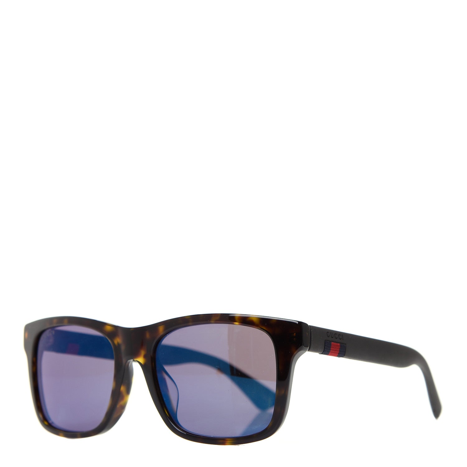 Gucci Acetate Square Frame Web Sunglasses GG0008S Tortoise 1 of 7