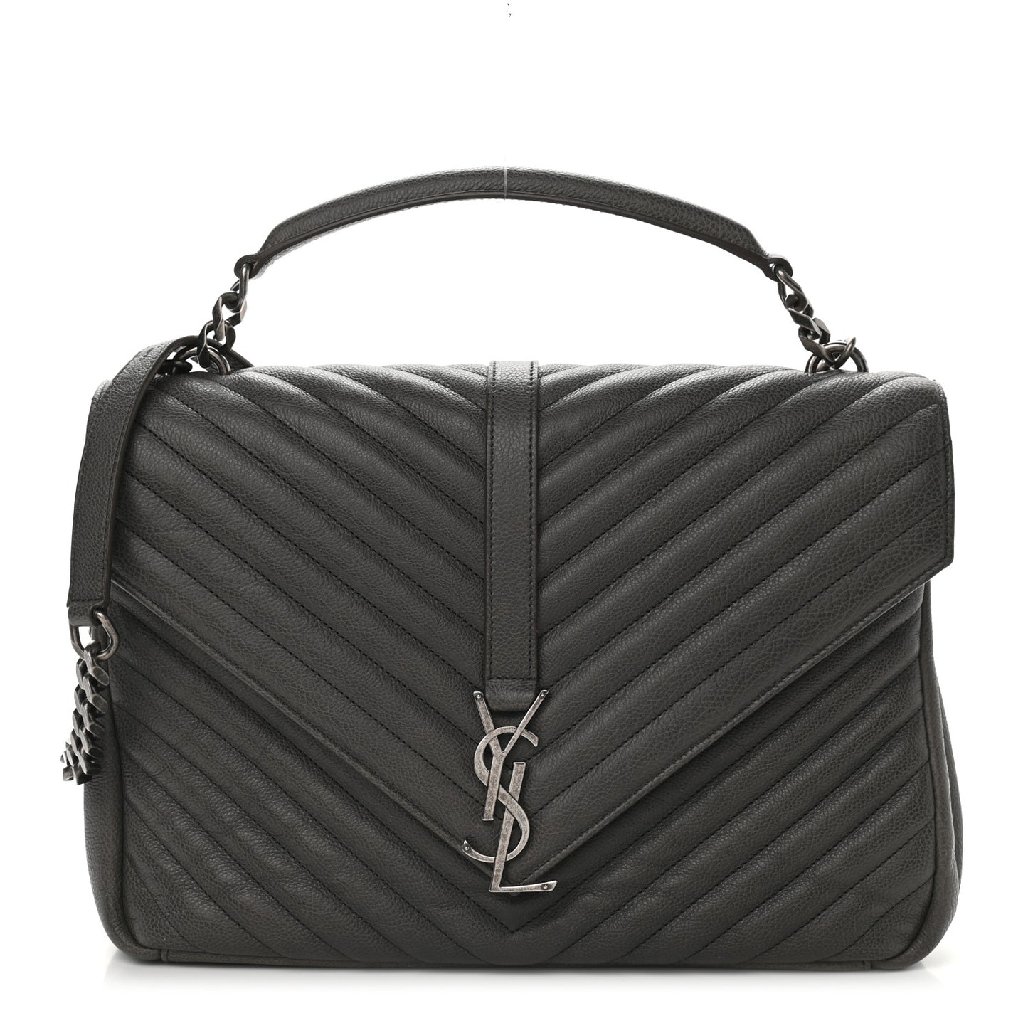 Matelasse Chevron Monogram Large College Satchel Grey