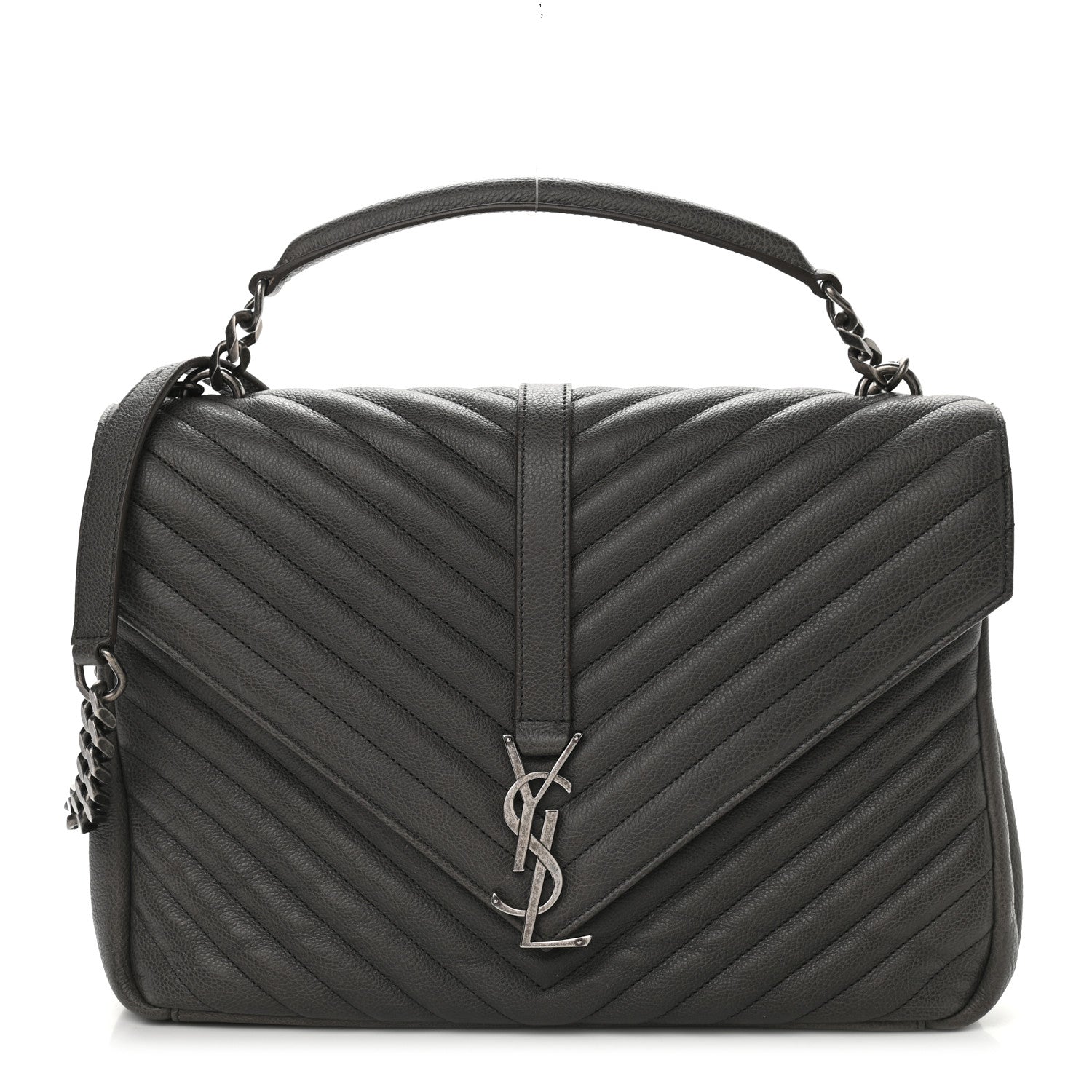 Saint Laurent Matelasse Chevron Monogram Large College Satchel Grey 1 of 9