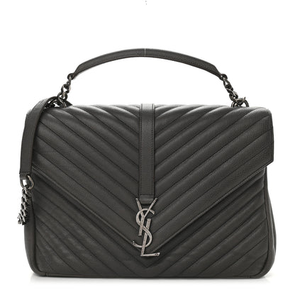 Saint Laurent Matelasse Chevron Monogram Large College Satchel Grey 1 of 9