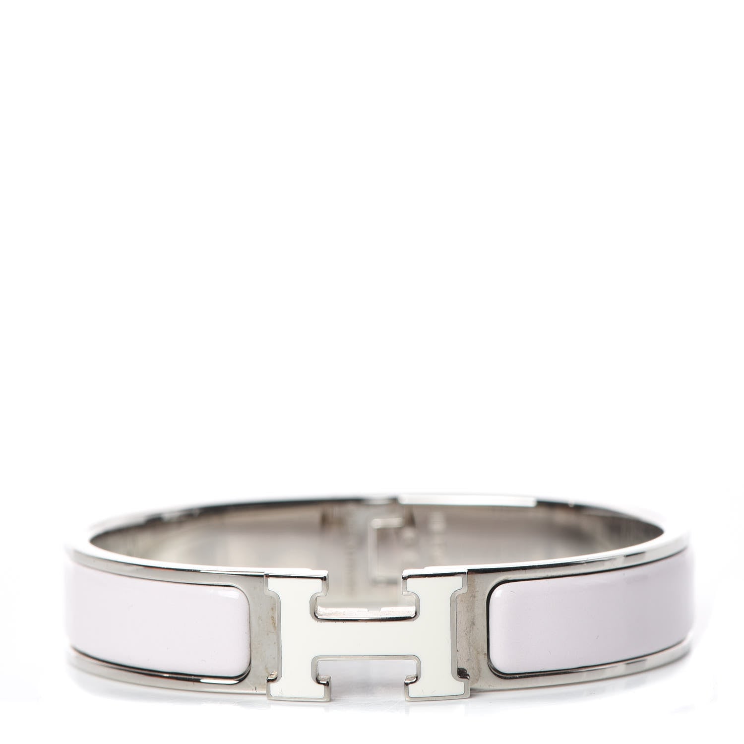 Hermes Enamel Narrow Clic Clac H Bracelet PM Rose Nymph White 1 of 5