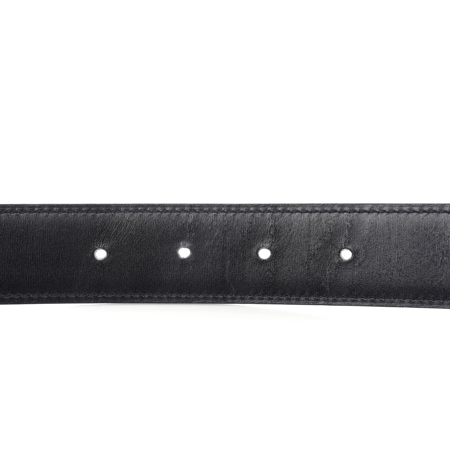 Hermes Togo Box 32mm Enamel Quizz H Belt 80 Black Etoupe 4 of 8