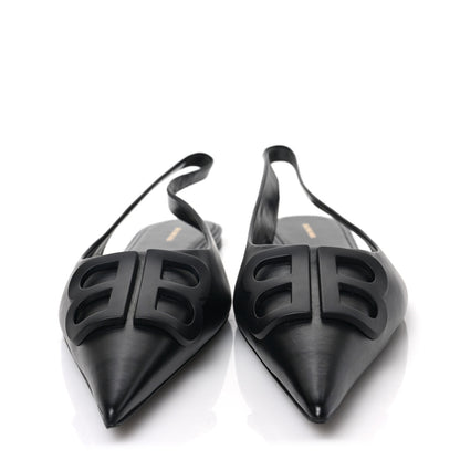 Balenciaga Calfskin BB Knife Pointy Toe Slingback Flats 38 38 Black 2 of 7
