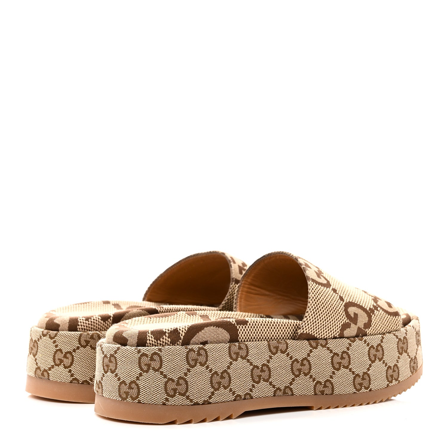 Gucci Monogram Maxi GG Angelina Platform 55mm Slide Sandals 37 Camel Ebony 5 of 10