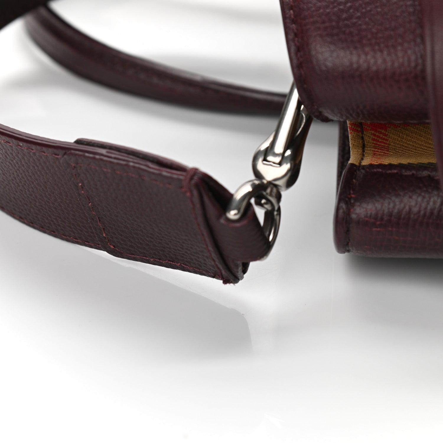 Burberry Grainy Calfskin House Check Medium Banner Tote Mahogany Red 10 of 10