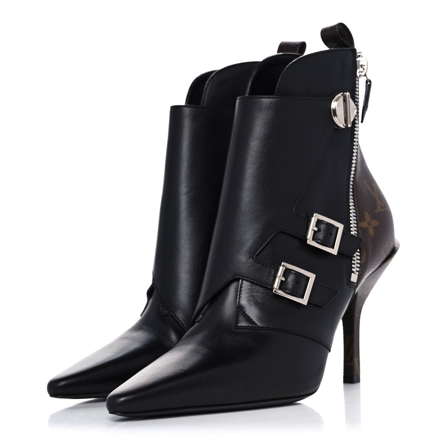 Louis Vuitton Calfskin Monogram Janet Ankle Boots 39 Black 3 of 11