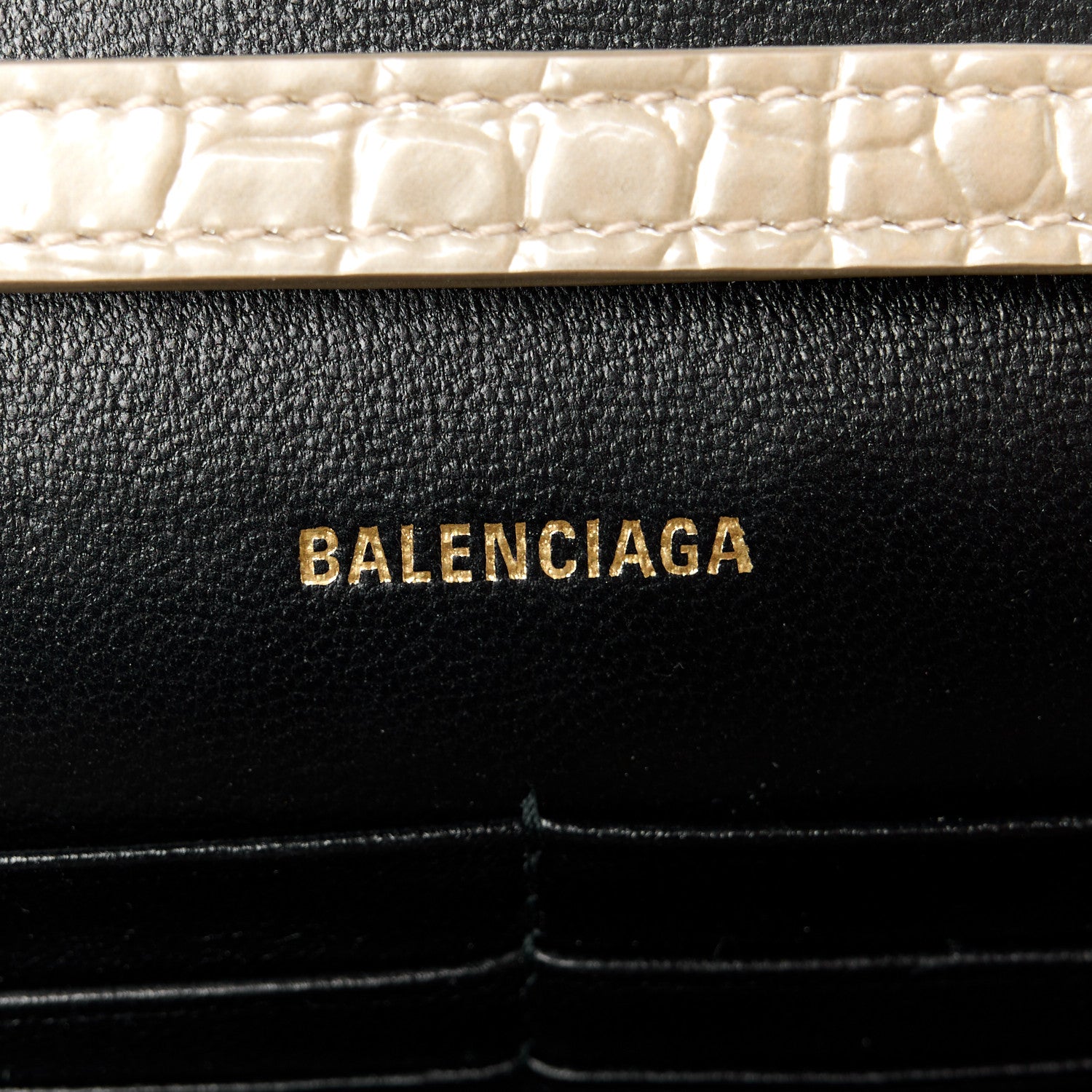 Balenciaga Metallic Calfskin Crocodile Embossed Hourglass Chain Bag Light Gold 6 of 10