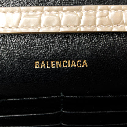 Balenciaga Metallic Calfskin Crocodile Embossed Hourglass Chain Bag Light Gold 6 of 10