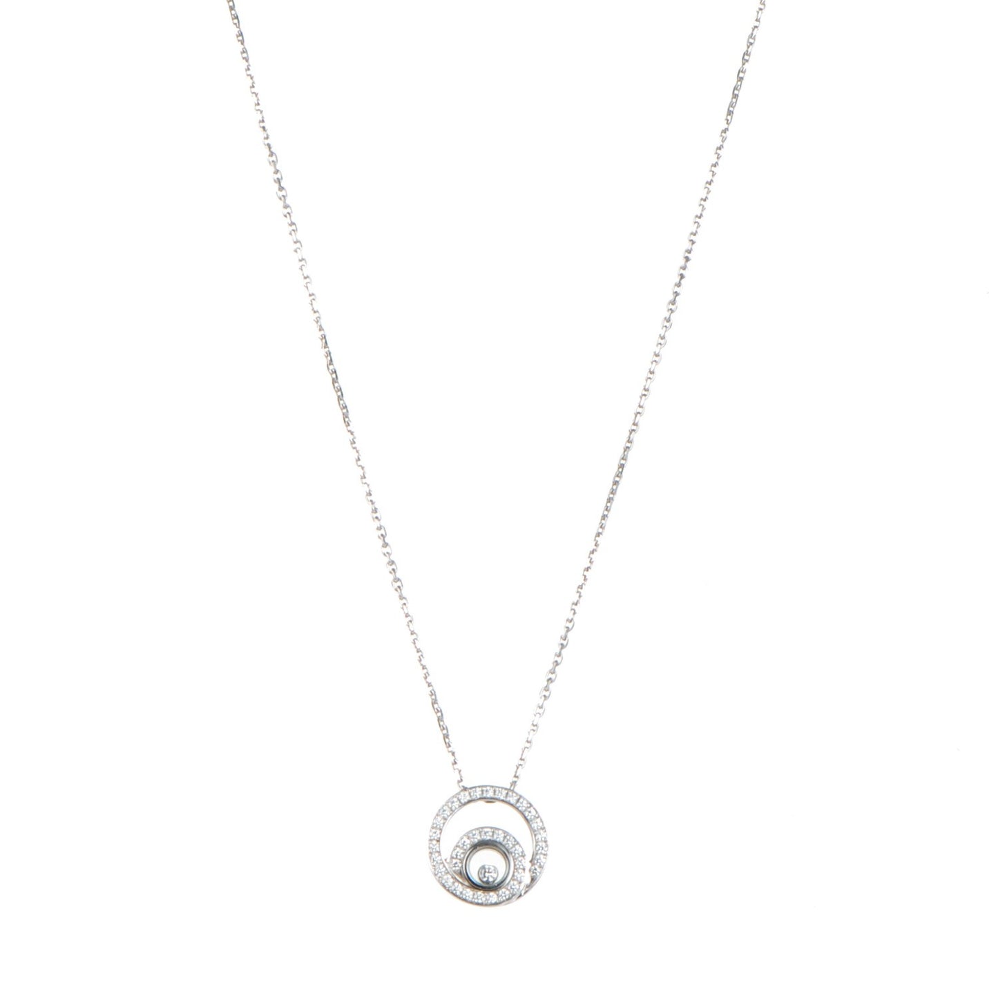 18K White Gold Diamond Happy Pendant Necklace