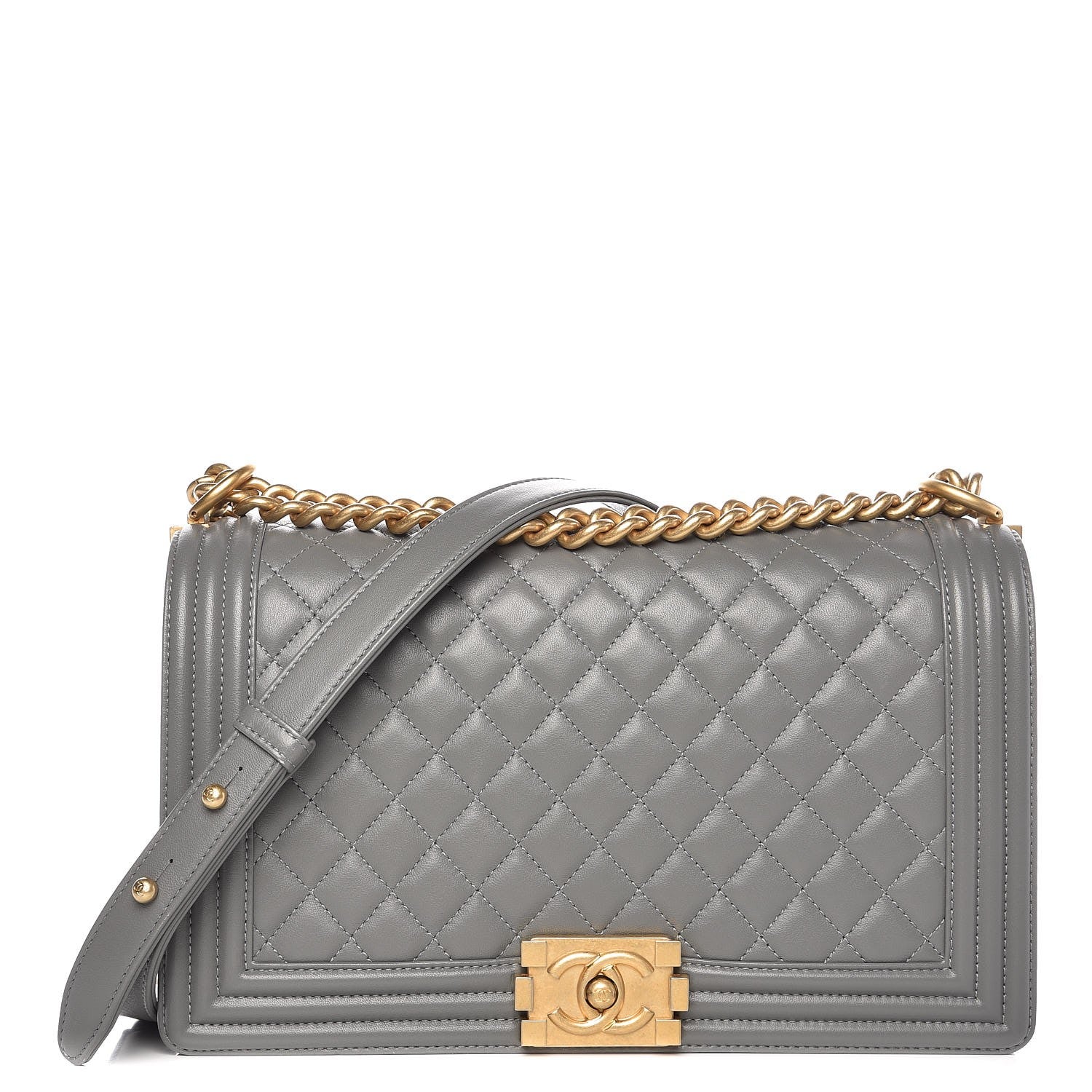 Chanel Lambskin Quilted New Medium Boy Flap Grey 1 of 7