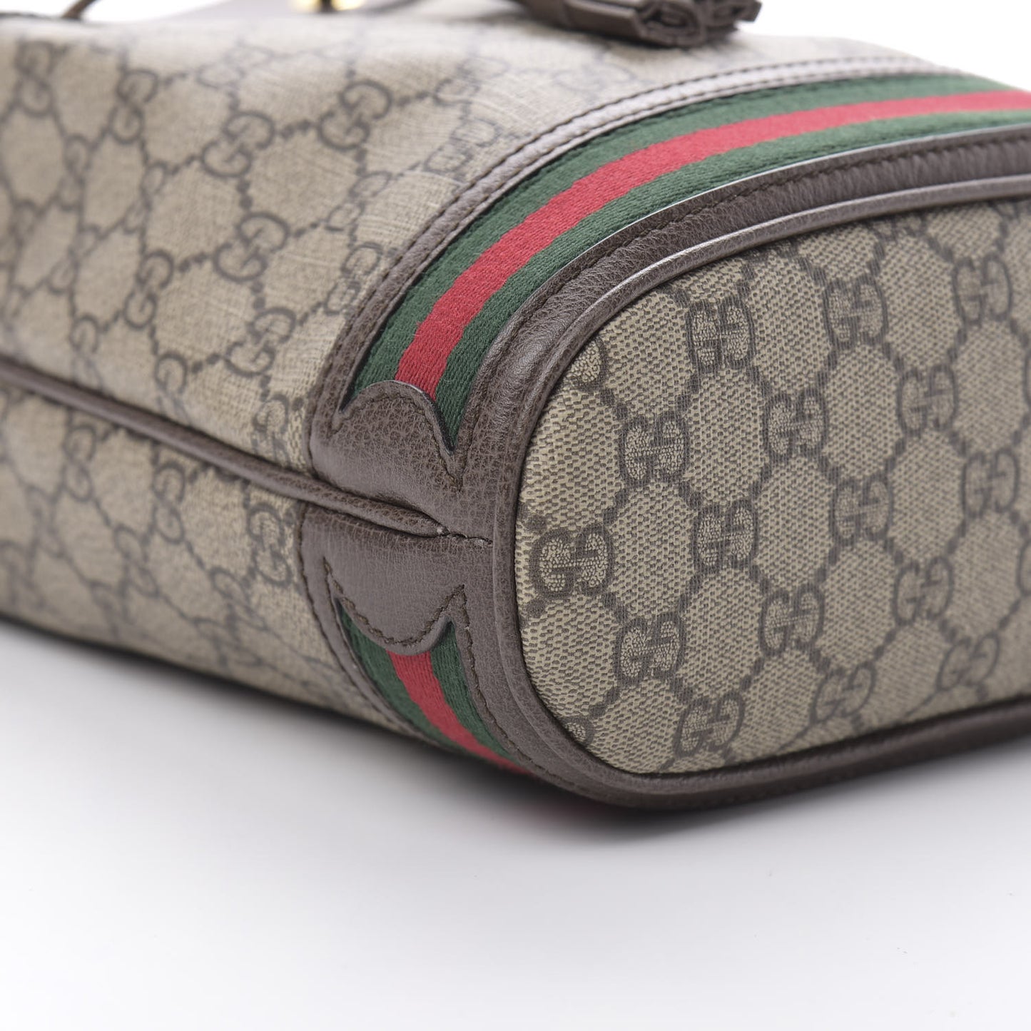 GG Supreme Monogram Web Small Ophidia Bucket Bag Brown