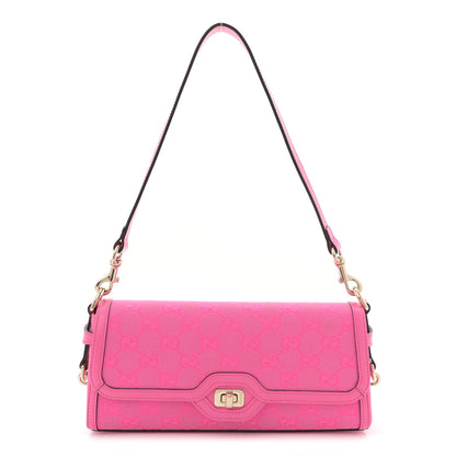 Gucci GG Monogram Textured Dollar Calfskin Small Luce Shoulder Bag Pink 1 of 12