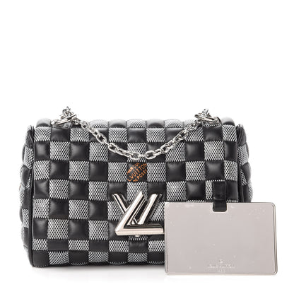 Louis Vuitton Calfskin Damier Twist Shoulder Bag BB Black White 11 of 11