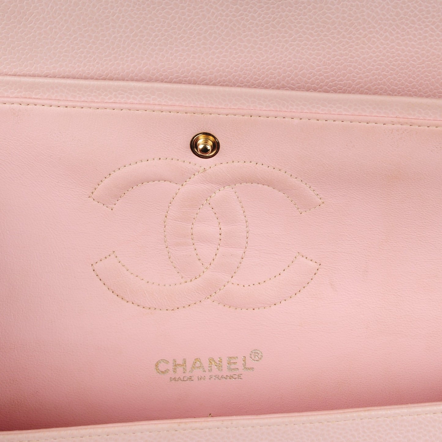 Caviar Quilted Medium Double Flap Pink