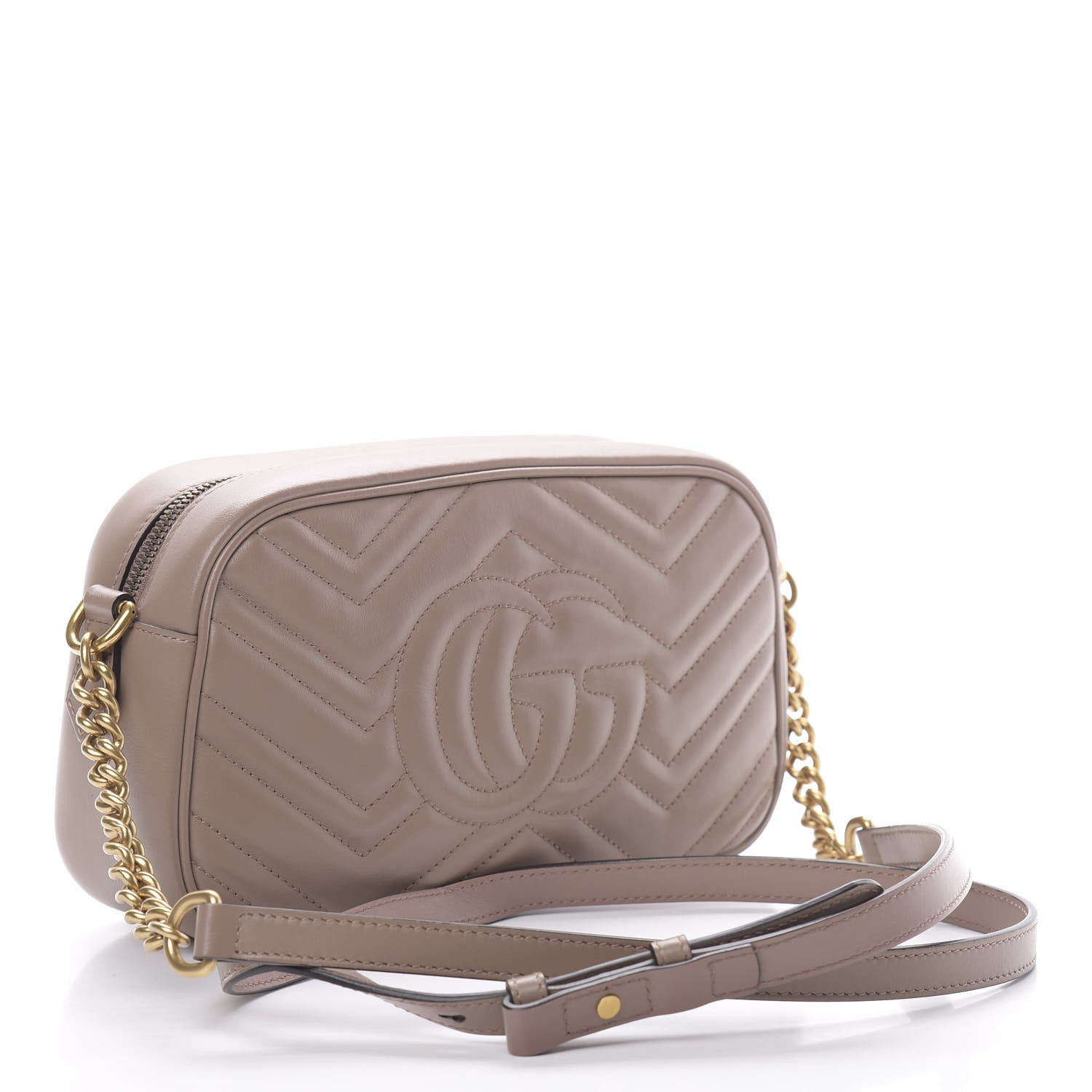 Gucci Calfskin Matelasse Small GG Marmont Chain Shoulder Bag Porcelain Rose 3 of 12